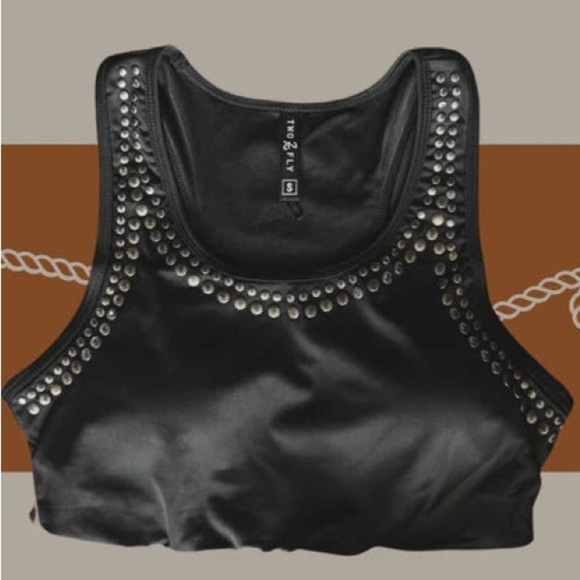 Two Fly CABO COWBOY YEEHAW TOP Studded Swim Top | NEW/NWT!! 🖤🕶️☀️🤠 - Picture 8 of 15